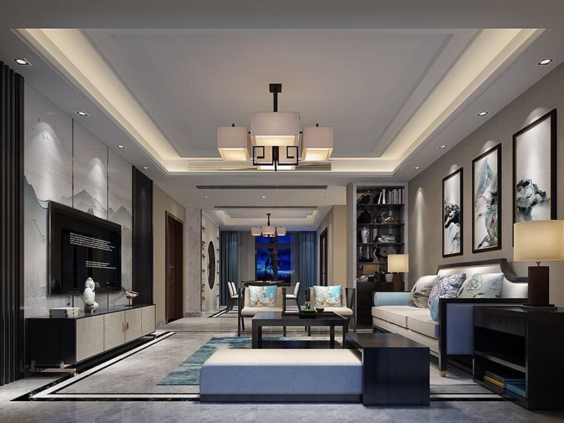 泰州市濱江新區富陽社區二區新中式風格三居室裝修案例