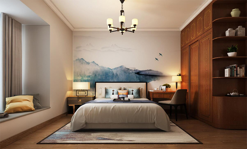 韶關(guān)市保利東灣新中式風格三居室裝修案例