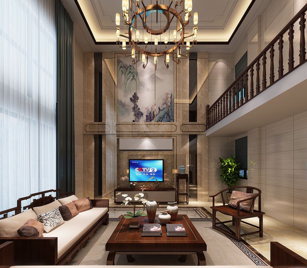 湛江市方圓云山詩意新中式風格別墅裝修案例