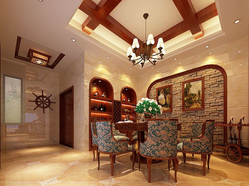 河源市東江灣&middot;名門世家美式風格四居室裝修案例