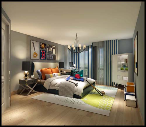 廣州市南沙濱海珺城現代風格三居室裝修案例