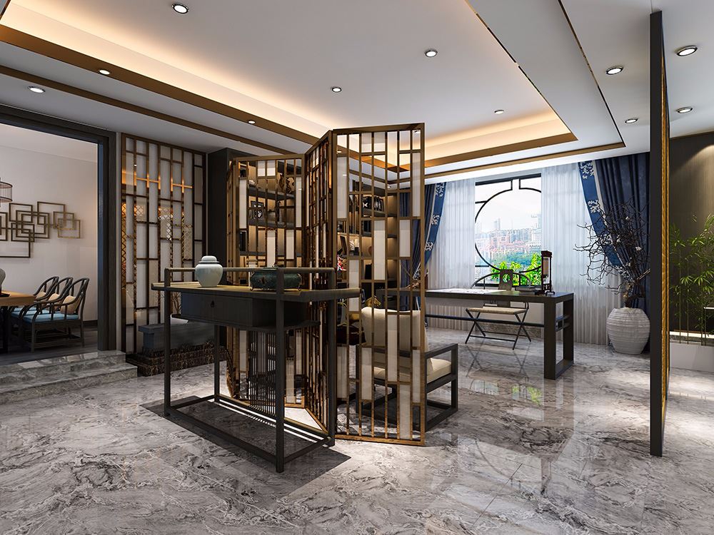 佛山市順德自在城新中式風格別墅裝修案例