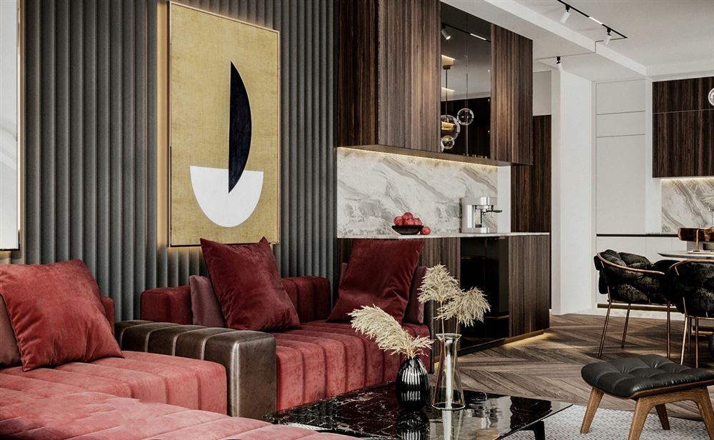 江門市天鵝灣輕奢風(fēng)格三居室裝修案例