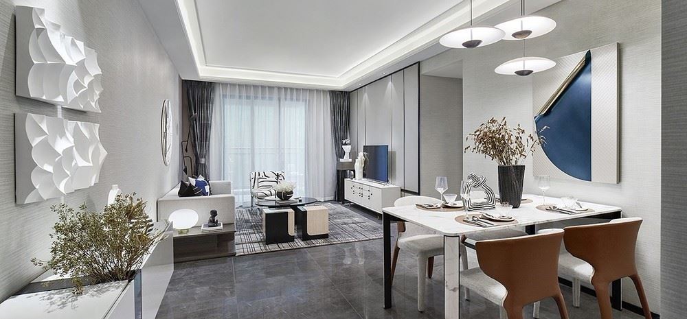 江門市方直瓏湖灣現代簡約風格三居室裝修案例