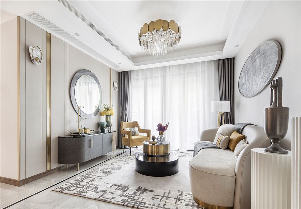 廣州市凱德山海連城輕奢風格三居室裝修案例