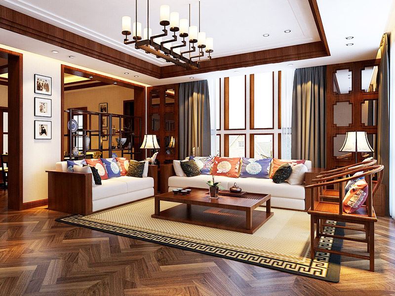 佛山市中交&middot;瀧灣云城新中式風格四居室裝修案例