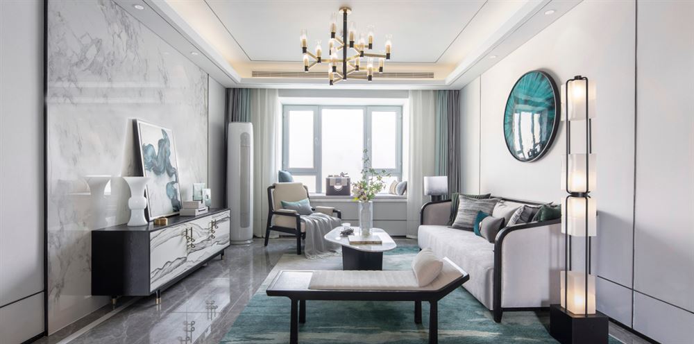 佛山市恒大山湖郡新中式風格三居室裝修案例