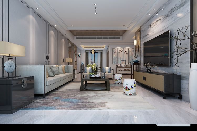 佛山市萬科悅都薈新中式風格三居室裝修案例