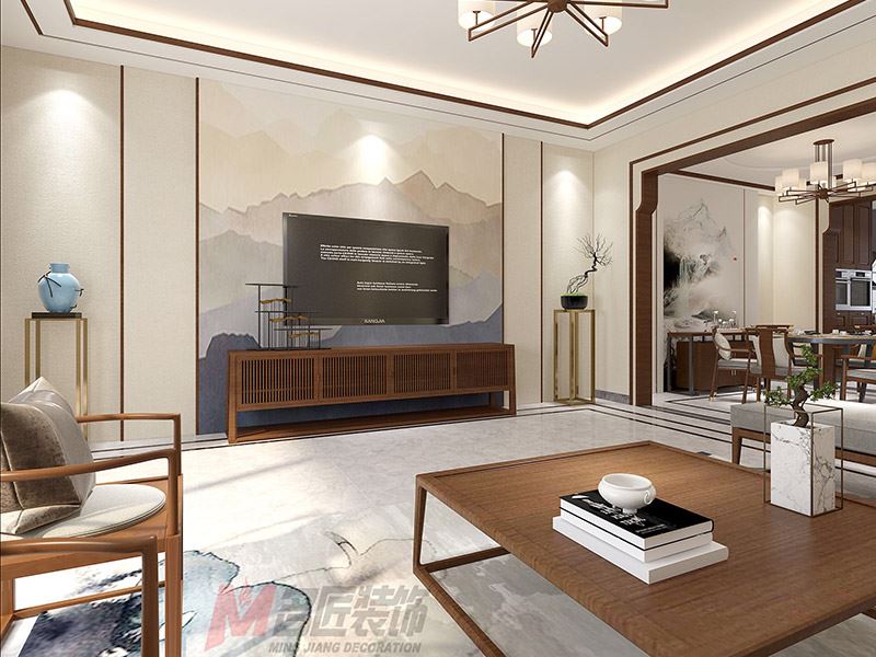 臺州市濱江鉑金海岸新中式風(fēng)格別墅裝修案例