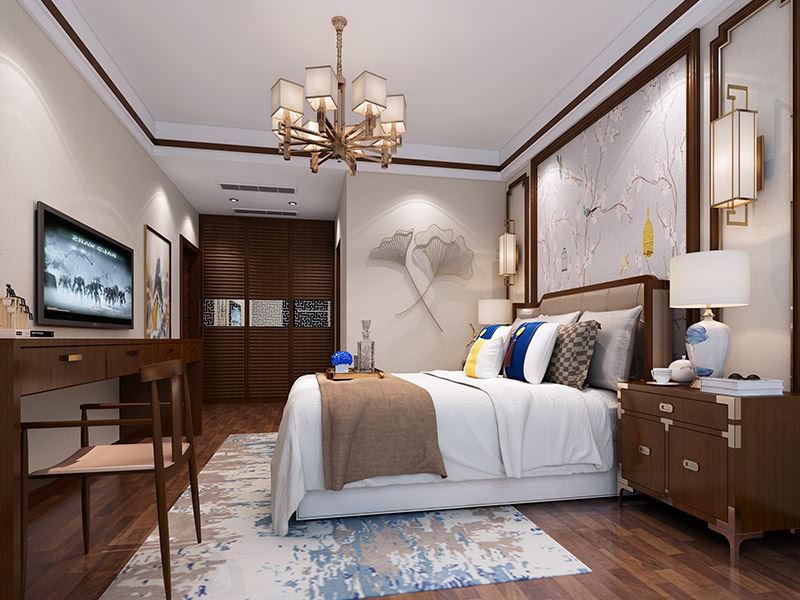 河源市龍光城新中式風格復式裝修案例