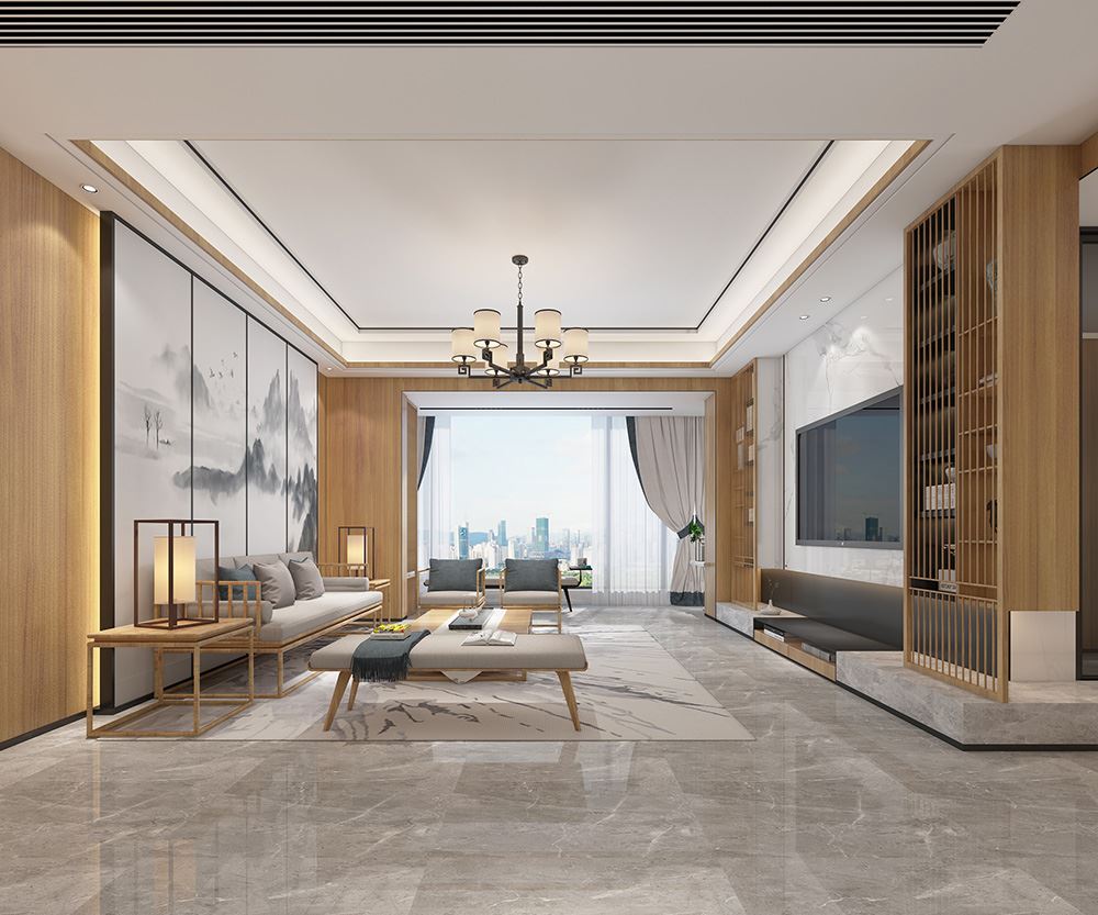 佛山市雅居樂&middot;江畔明珠新中式風格三居室裝修案例