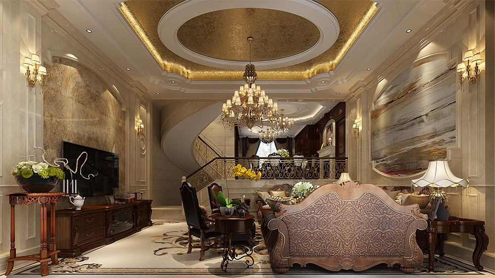 連云港市嘉泰城市花園美式風格別墅裝修案例