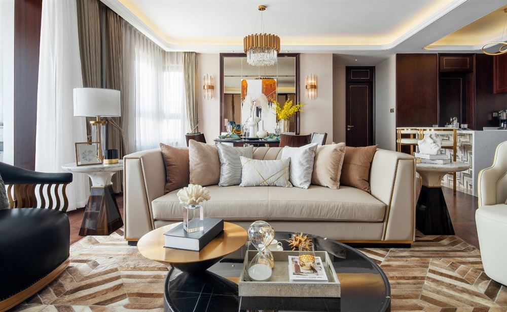 江門市萬科翡翠中央輕奢風格三居室裝修案例