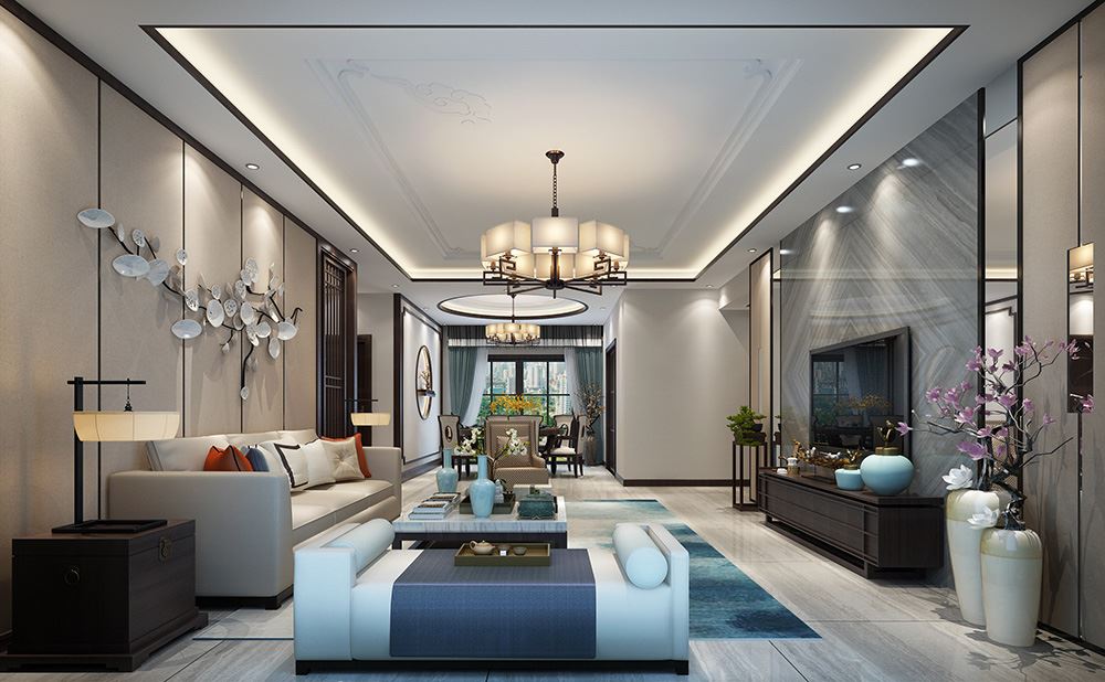 佛山市招商曦岸新中式風格四居室裝修案例