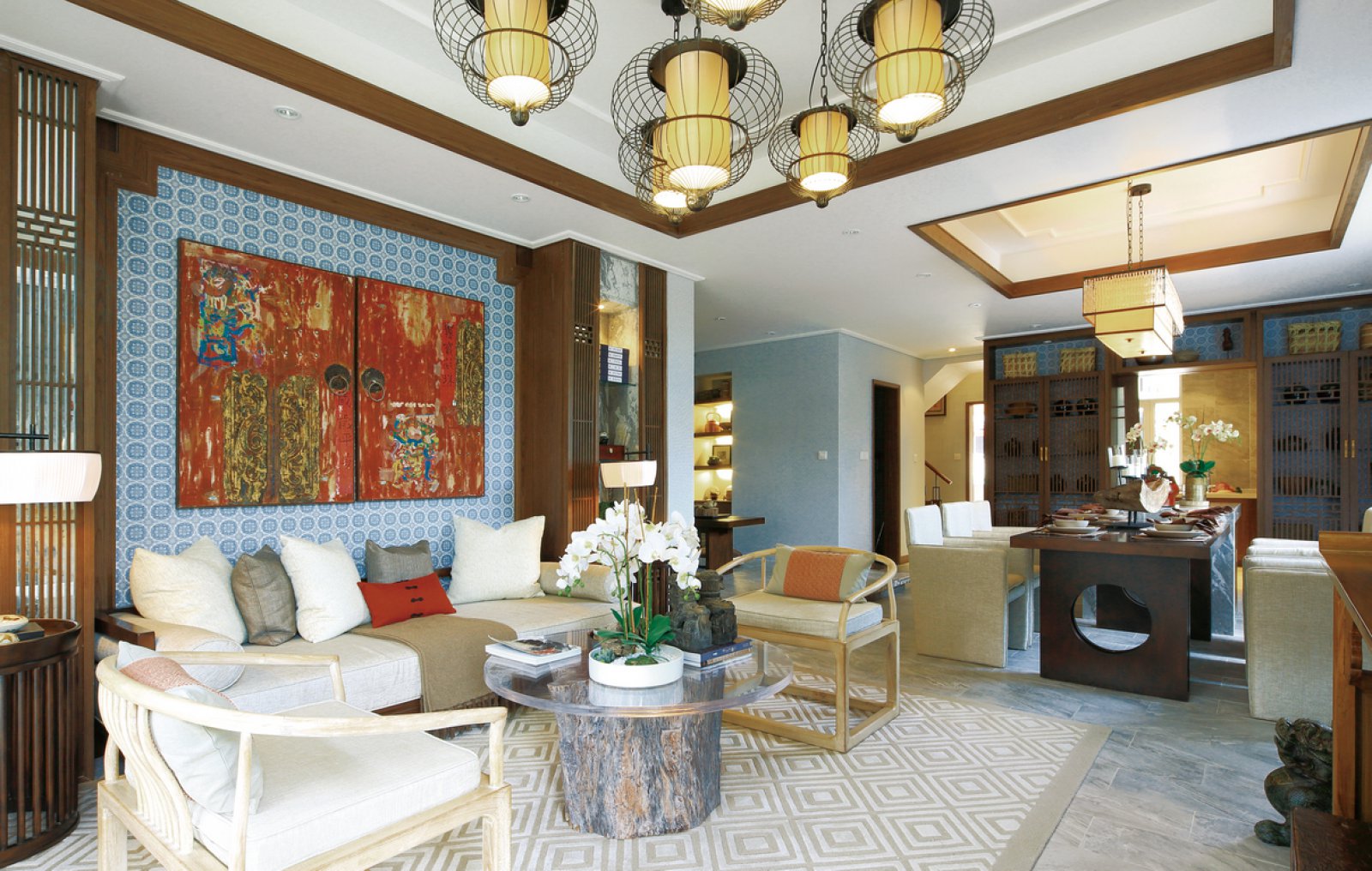 裝修公司中式風格室內(nèi)裝修效果圖-客廳