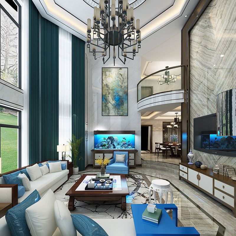 佛山市卓越蔚藍(lán)星宸新中式風(fēng)格別墅裝修案例