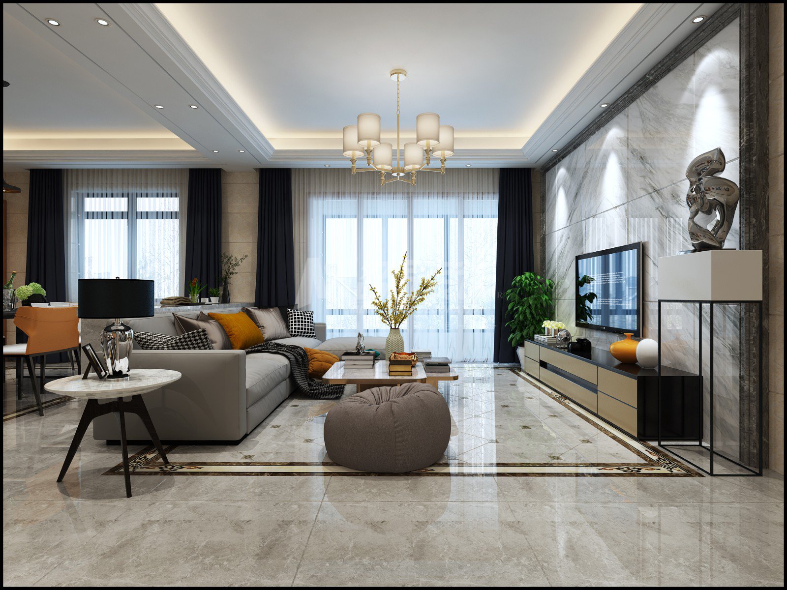 淮安市愛琴海花園現(xiàn)代簡約風格三居室裝修案例