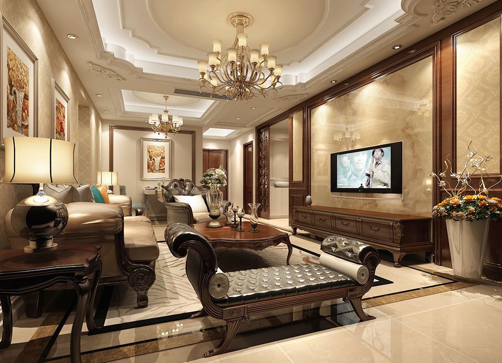 連云港市中茵名都歐式風格三居室裝修案例