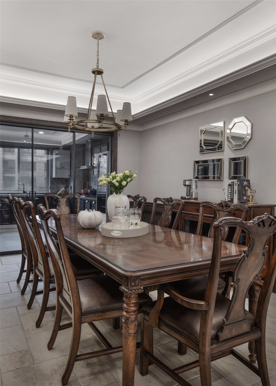 美式古典風(fēng)格家裝設(shè)計(jì)室內(nèi)裝修效果圖-餐廳