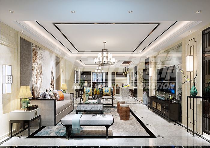 佛山市金地&middot;中南&middot;新城大境新中式風(fēng)格三居室裝修案例