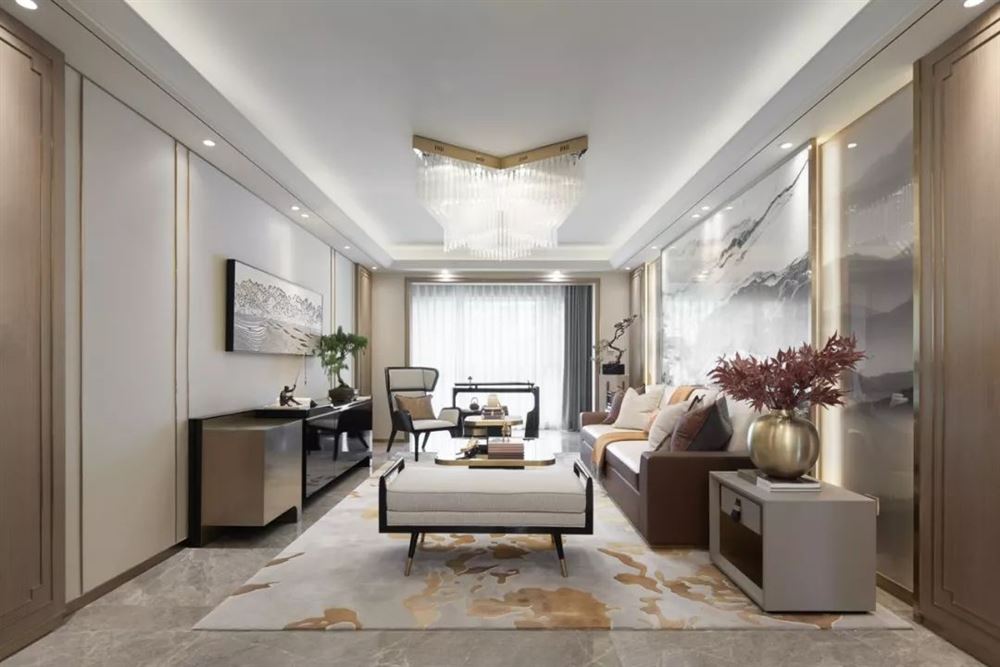 廣州市保利紫薇花園新中式風格四居室裝修案例