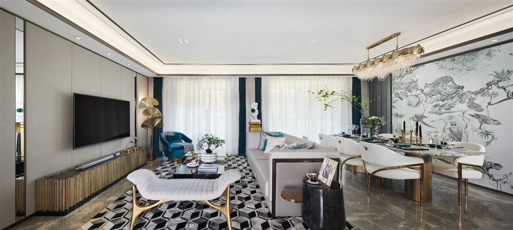 自貢市銀海&middot;金域國際一期新中式風格四居室裝修案例