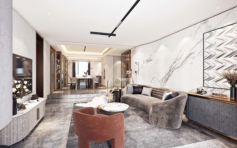 佛山市綠城桂語映月現代簡約風格三居室裝修案例