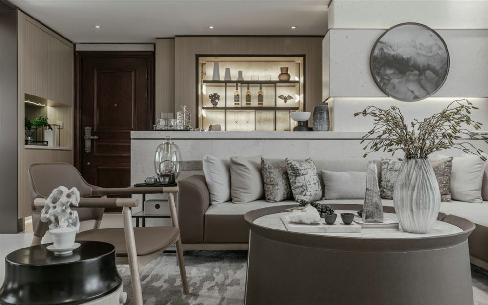 江門市東慶北路小區新中式風格三居室裝修案例