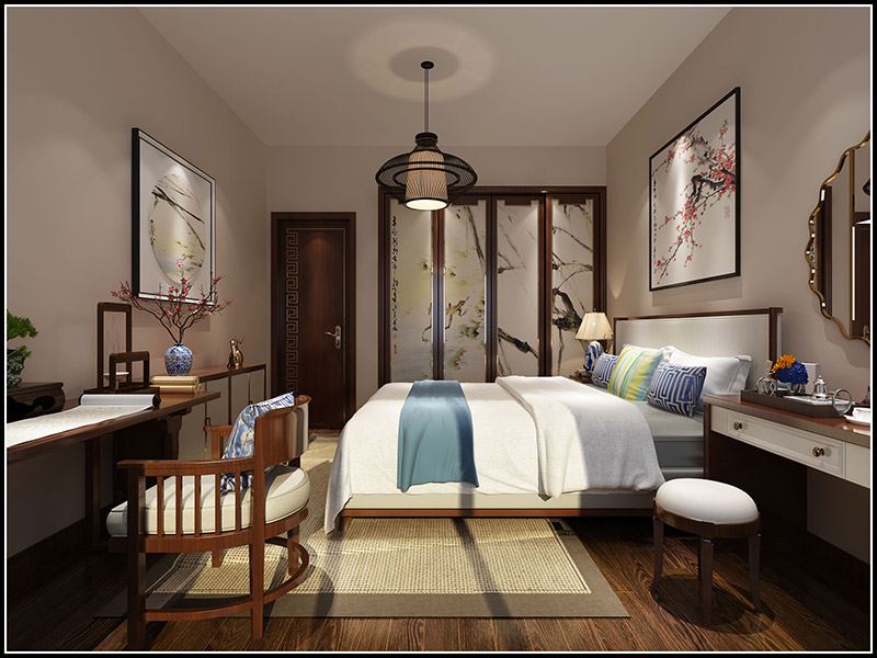 佛山市招商曦岸新中式風格二居室裝修案例