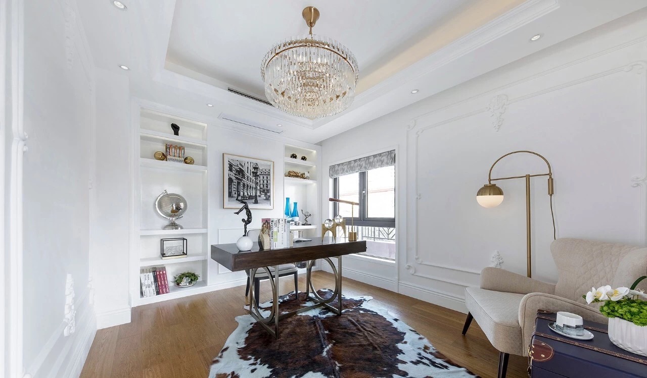 法式輕奢風格家裝設(shè)計室內(nèi)裝修效果圖-書房