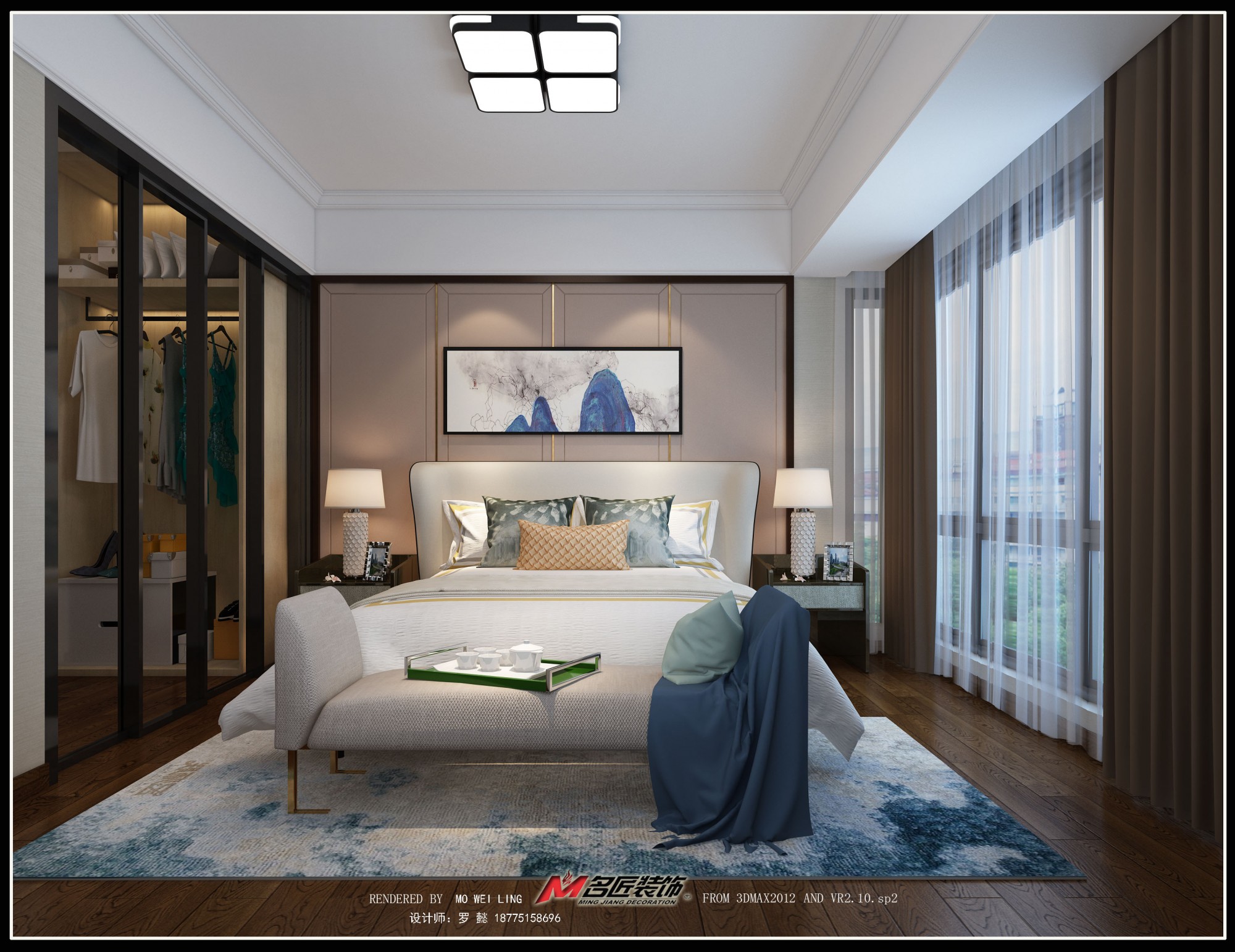 佛山市萬科金域水岸新中式風(fēng)格三居室裝修案例