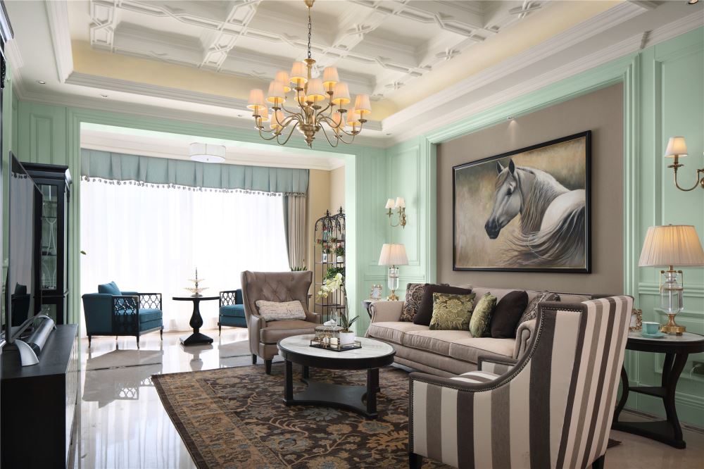 江門市新會玉圭園美式風格三居室裝修案例