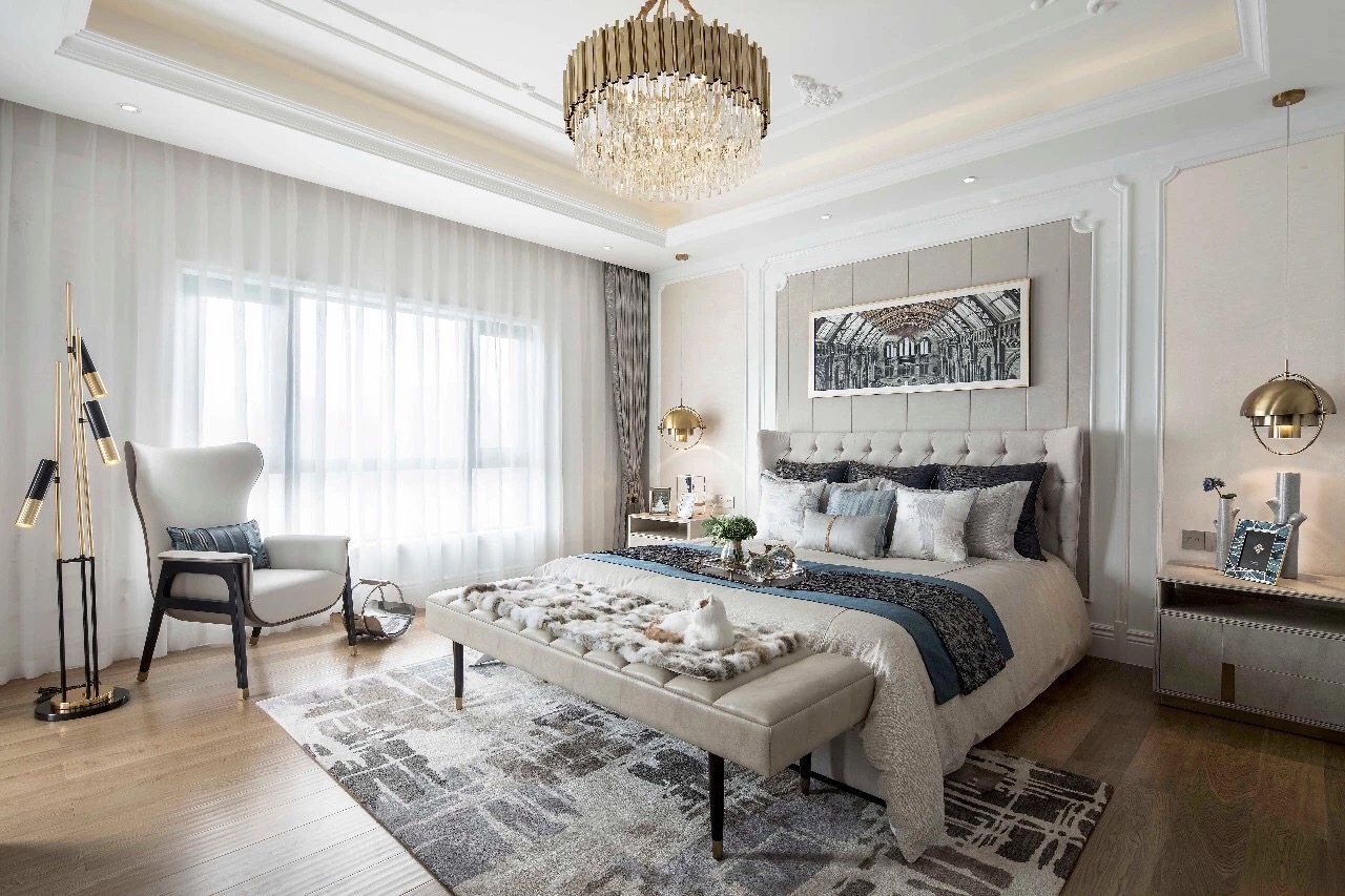 法式輕奢風格家裝設(shè)計室內(nèi)裝修效果圖-臥室