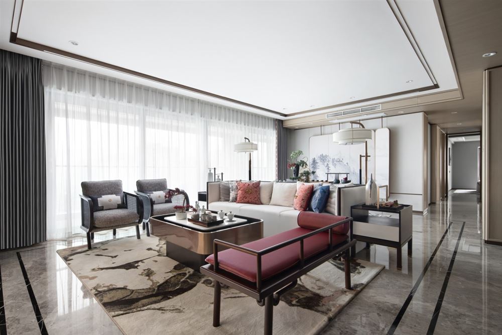 江門市江海碧桂園新中式風(fēng)格三居室裝修案例