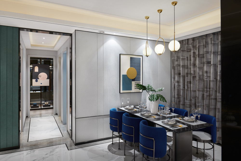 現(xiàn)代輕奢風格室內家裝案例效果圖-餐廳