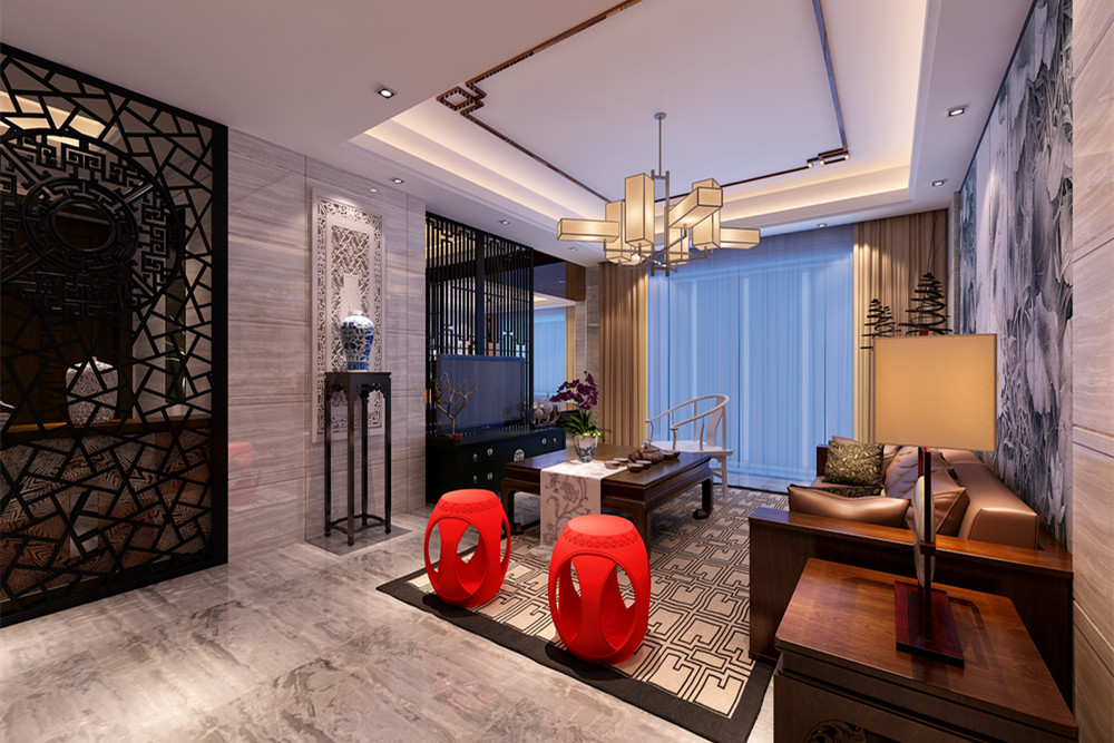 江門市新會碧桂園別墅新中式風格復式裝修案例