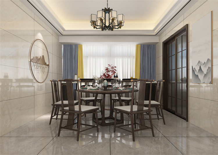 廣州市南沙金茂灣新中式風格四居室裝修案例