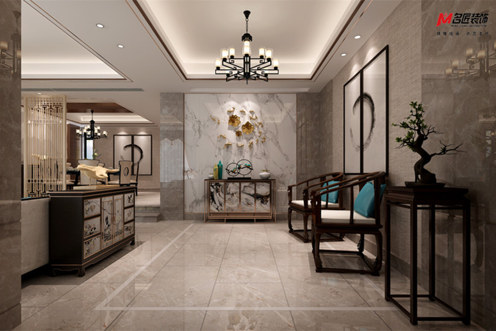 合肥市龍湖&middot;龍譽中心新中式風格四居室裝修案例