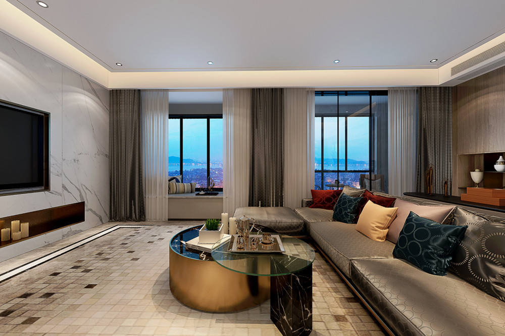 嘉興市龍光&middot;西塘江南大境現代簡約風格三居室裝修案例