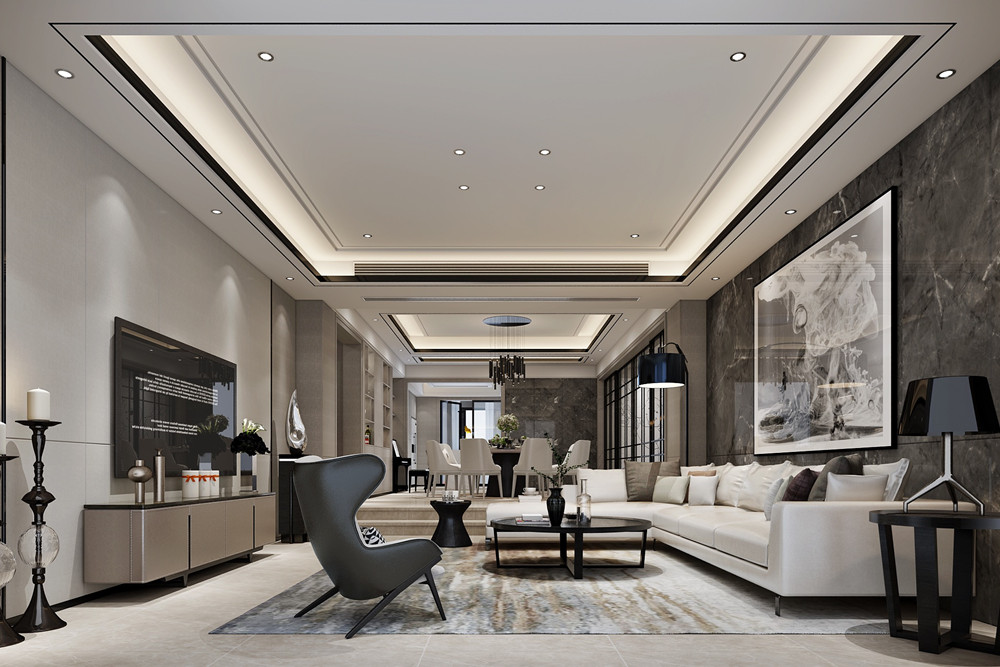 嘉興市龍光&middot;西塘江南大境現代簡約風格四居室裝修案例