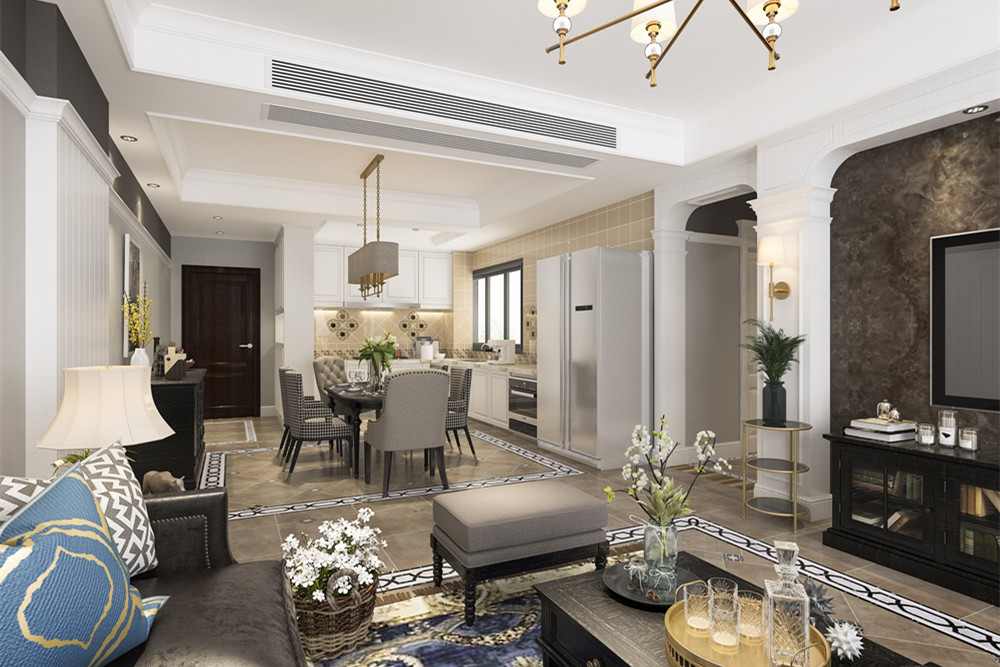 中山市雅居樂萬象郡2期新中式風格三居室裝修案例