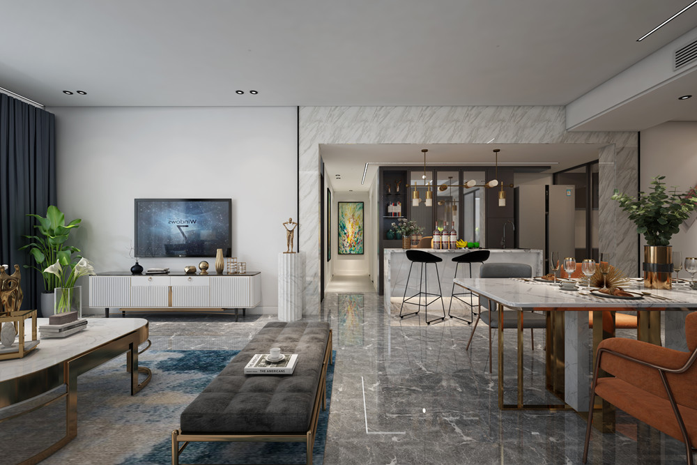 中山市桃源明居現代簡約風格三居室裝修案例