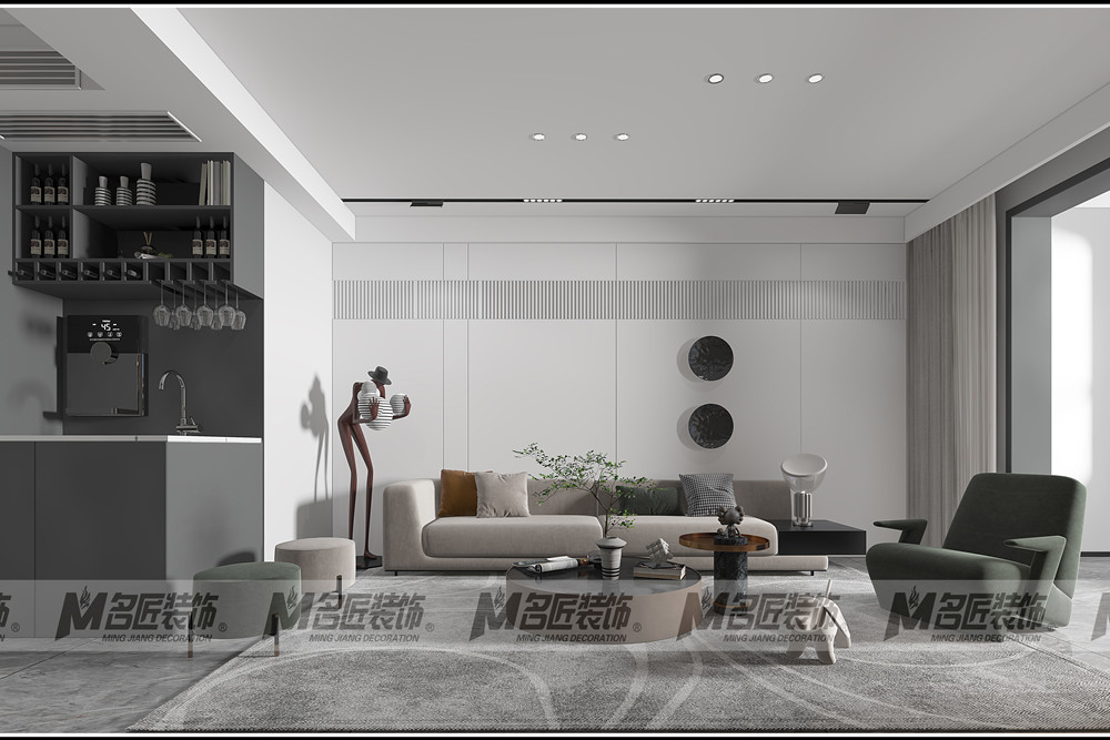 湖州市綠城曉何江南現代簡約風格三居室裝修案例