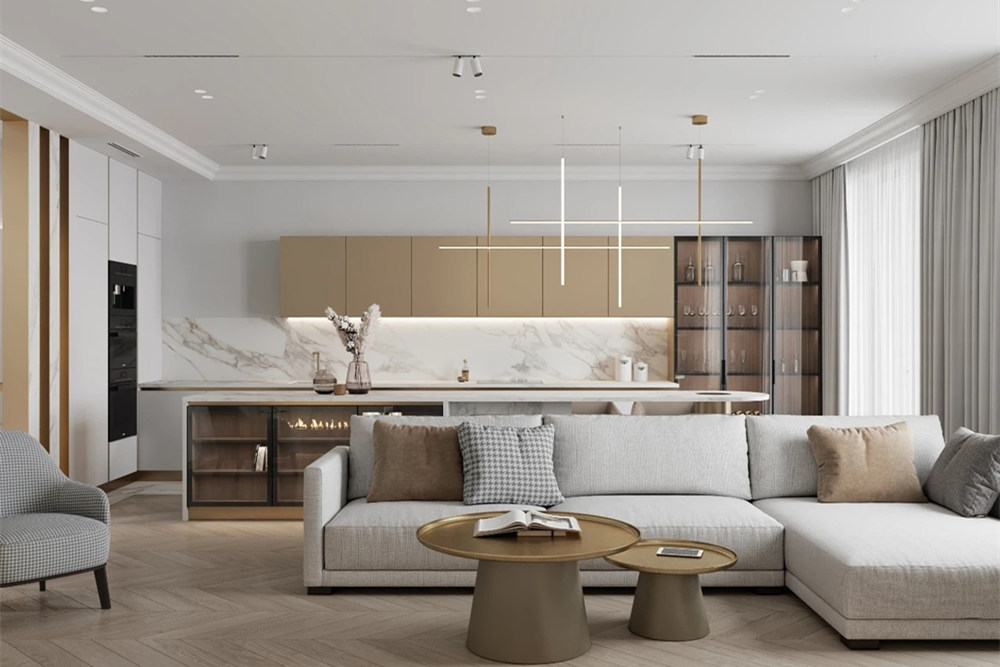 連云港市錦繡香江(別墅)輕奢風格三居室裝修案例