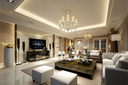 梧州市凱萊名邦學府輕奢風格三居室裝修案例