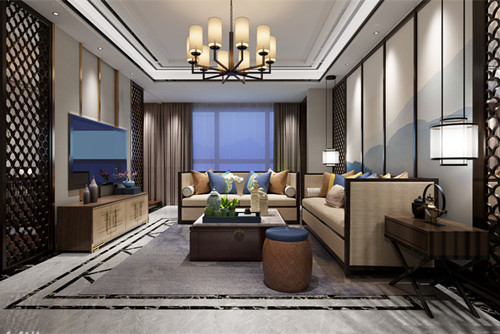 梧州市東海步行街小區新中式風格四居室裝修案例