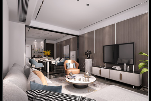 玉林市彰泰城輕奢風格三居室裝修案例