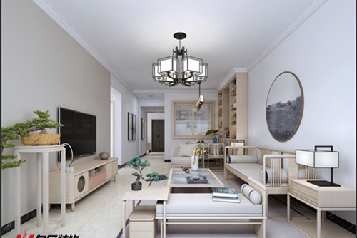 梧州市碧云天新中式風格三居室裝修案例