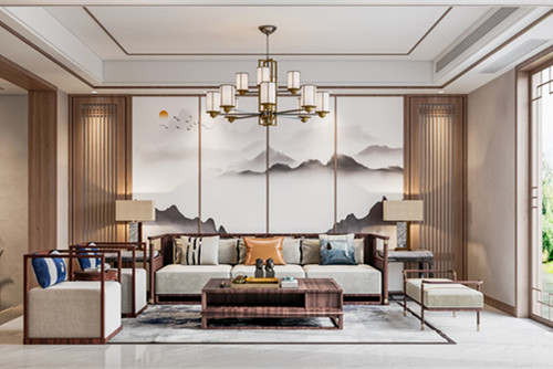 淮安市愛琴海花園新中式風格別墅裝修案例