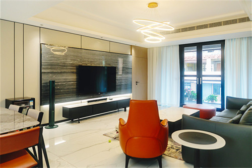 自貢市萬達廣場都會華宅輕奢風格三居室裝修案例